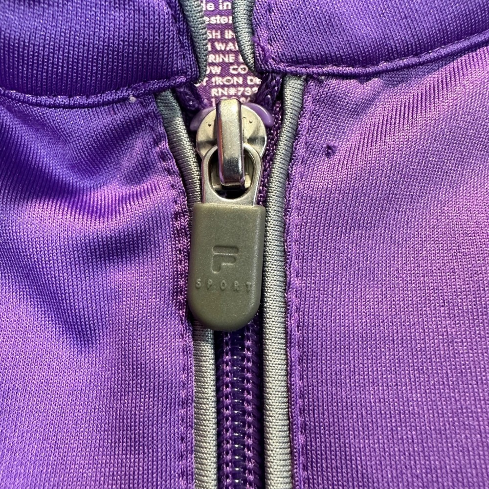 Fila Sport Womens Quarter Zip Pullover Activewear Top Purple White Small Snags - Picture 6 of 10